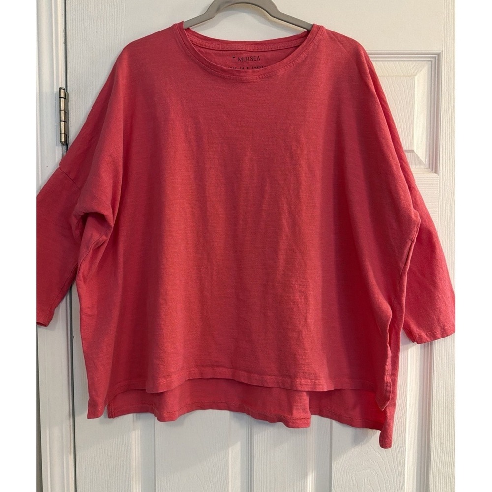 MERSEA Catalina Slub Tee Top Womens O/S Pink Dolman Sleeve Beach Coastal Cruise